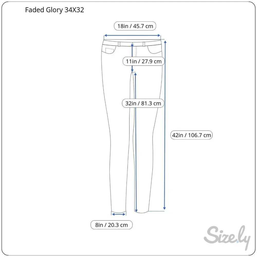 Faded Glory Mens 34 (36) x 32 Medium Wash Blue Pockets Straight Leg Denim Jeans